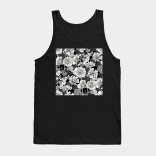 Black and White Alcea Rosea Tank Top